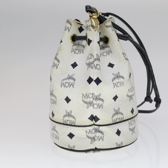 Authentic MCM Vicetos Logogram Shoulder Bag PVC Leather White - Picture 11 of 16